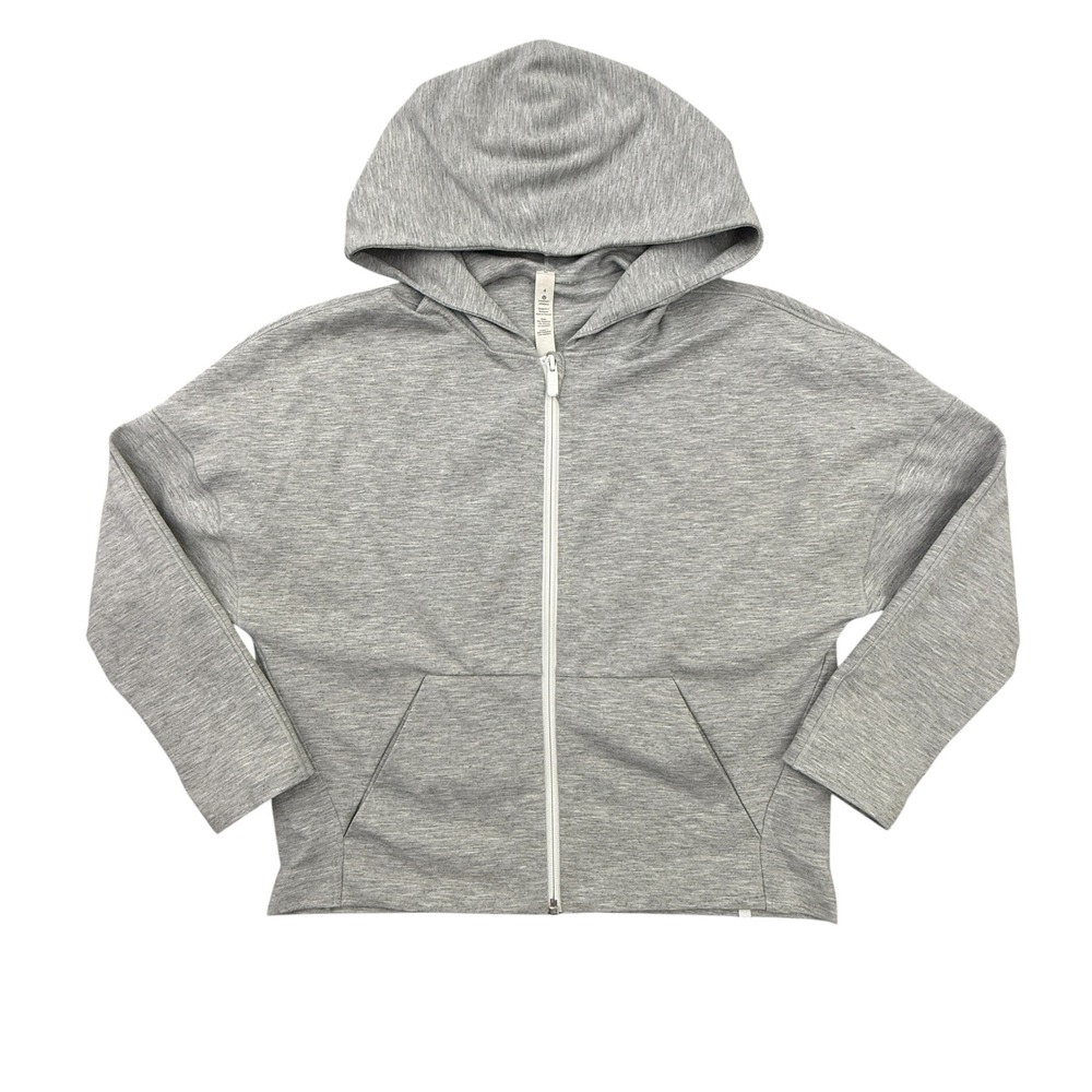 Lululemon Minimal Hoodie Women 4 Heathered Grey Athleisure Boxy Cropped Pockets